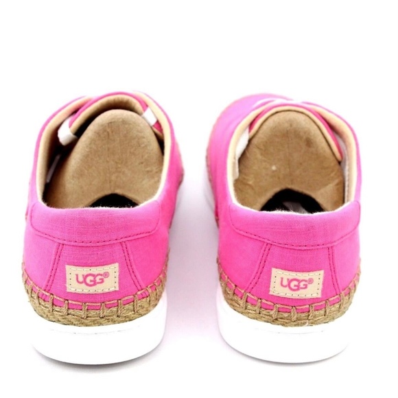 UGG AUSTRALIA EYAN II PINK AZALEA CANVAS BOAT STYLE SNEAKERS Trainers Flat Shoes - Picture 4 of 16